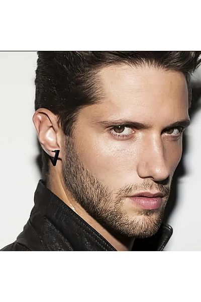 JORG ZENN Men's Black Steel Earrings JZ1905