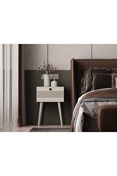 Home Melura Komodin Kumtaşı %100 Mdf Lake Boyalı Ahşap Ayak