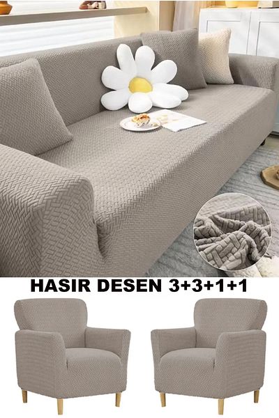 Hazineci Bey Калъф за диван, еластичен, неплъзгащ се, 3, 3, 1, 1 комплект, калъф за диван-легло