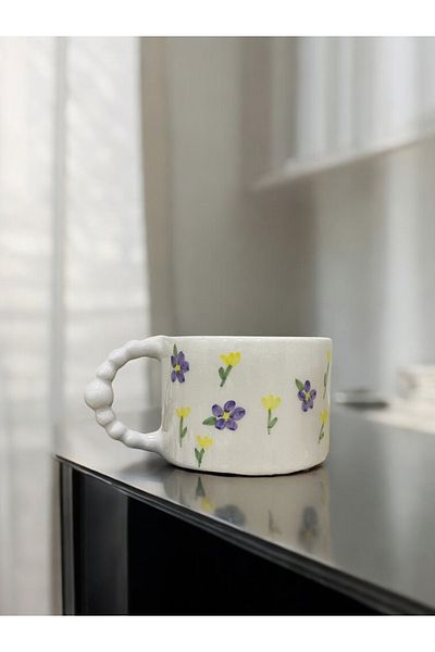 TERRACO Flower Pattern Handmade Ceramic Mug