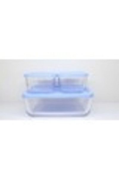 Paşabahçe 96881 3-Piece Storage Container Blue Lid