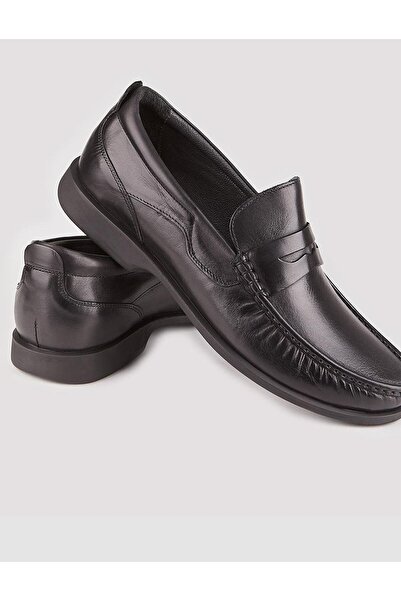 Cabani Black Genuine Leather Men's Casual Shoes