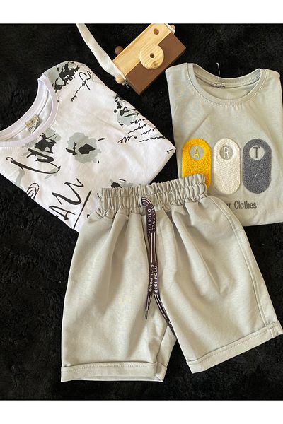 Cicibebek Boy's 3-Piece Summer Suit – 2 T-Shirts + 1 Shorts