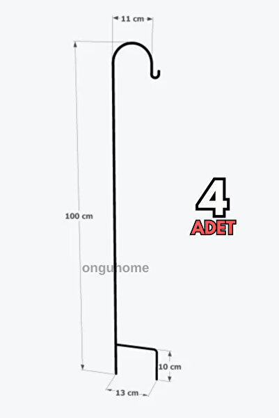 ongu home 4'lü Metal Çubuk Çok Amaçlı Bahçe Aydınlatma Kancası Çoban Kancası Bahçe Askısı Fener Çiçek Kancası