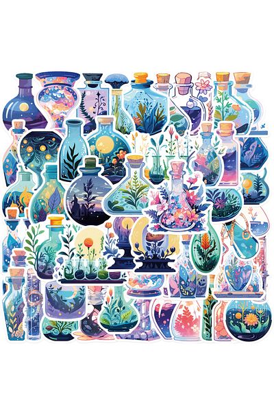 Choice 50pcs-random 50pcs Apothecary Stickers Cartoon Magic Potion Stickers For Laptop Water Bottle Skatebo