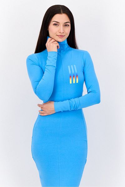 adidas Women Sportswear Fit Long Sleeve Outdoor Dress, Blue