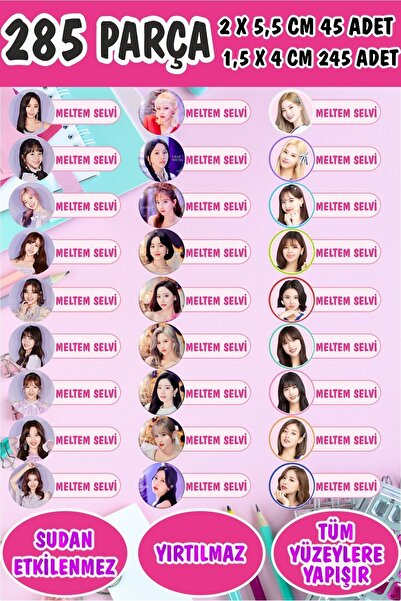 Kt Grup Okul Etiketi Kalem Defter Etiketi BlackPink Temalı Özel Isimli Etiket...