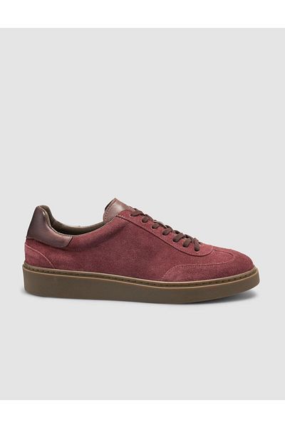 Cabani 100% Genuine Leather Burgundy Suede Men's Sneakers