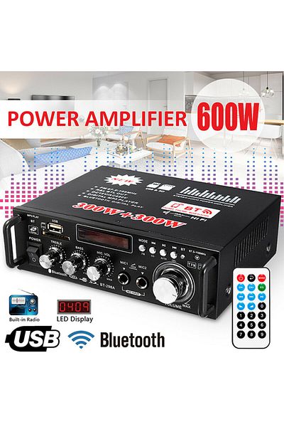 Generic 600W LCD Amplifier HIFI Audio Stereo Bluetooth FM 2CH AMP Car Home USB SD MP3 Player