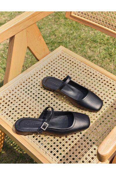 Cabani 100% Genuine Leather Black Women's Ballerinas