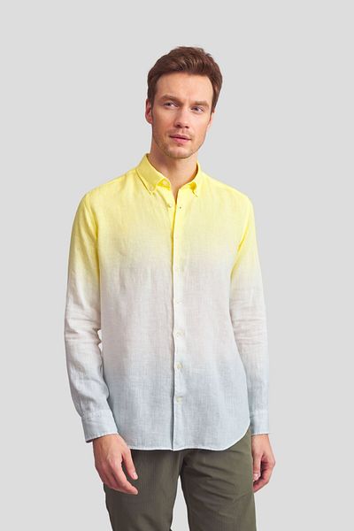 Paşahan Κίτρινο Πράσινο Λινό Πουκάμισο Slim Fit