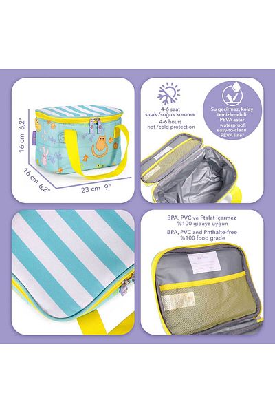 Milk & Moo Brand: Milk&Moo Thermal Insulated Lunch Box Turquoise Category: School Bag