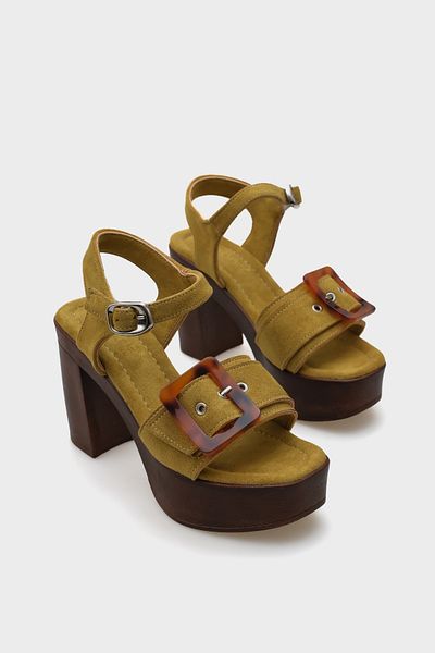 Capone Outfitters Sandale de damă cu cataramă leopard cu platformă Marit