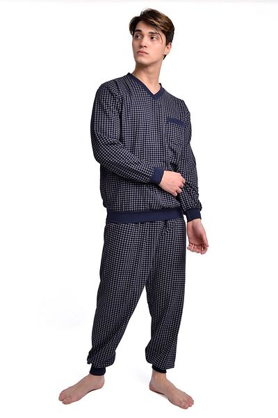 AYSUN TEKSTİL Quality Vyaka Cotton Fabric Men's Pajama Set with Waist-Arms and Ribbed Cuffs