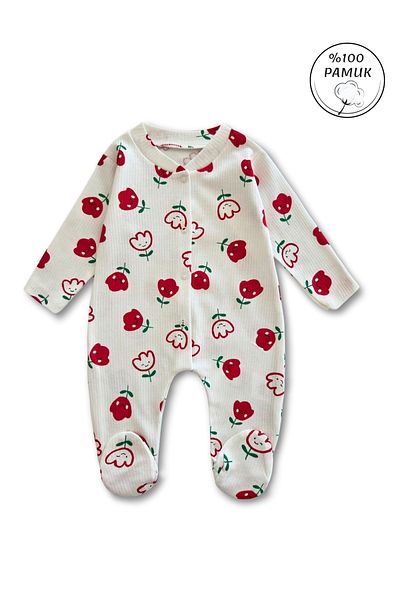 GizaKids 100% Cotton Baby Girl Booties Jumpsuit