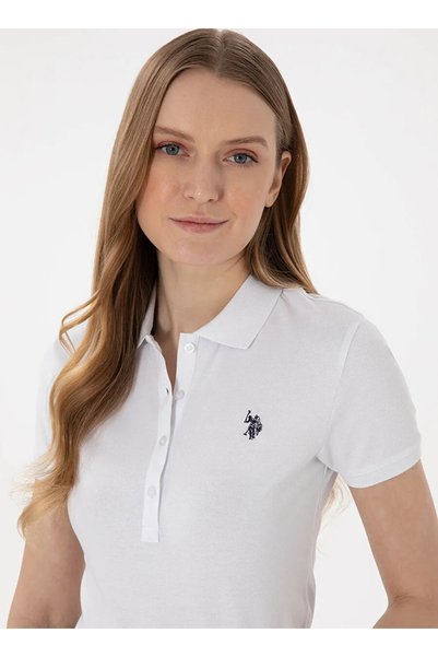 U.S. Polo Assn. U.s. polo assn. Polo collar white women's t-shirt gtp-iy24 dmls