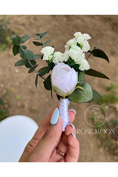 Tasarım Rosemoon El Yapımı Beyaz Yaka Çiçeği – Gerçek Okaliptüs Yapraklı