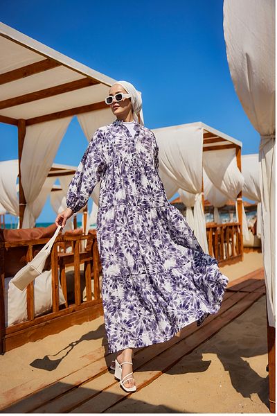 LOCCO Rochie de damă cu model nor violet