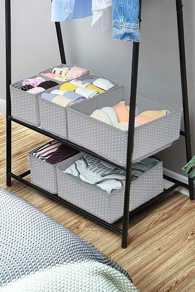 Spartek home textile 6-Piece Polka Dot Pattern - Drawer Closet Organizer Box
