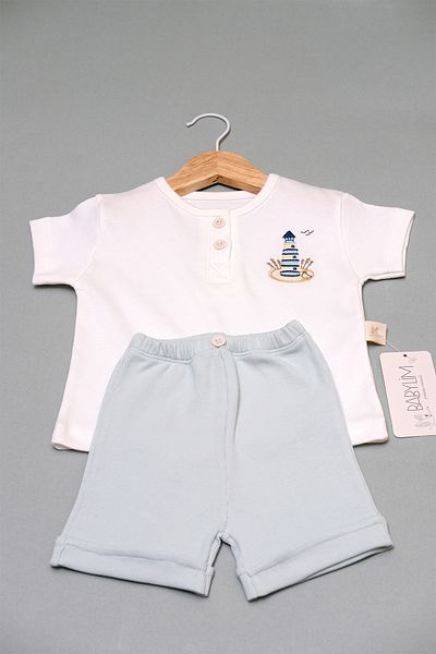 BABYLİM Lighthouse Embroidered Baby Boy Shorts Set