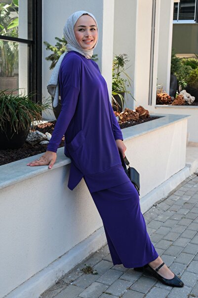 LOCCO Лилав костюм със страничен джоб