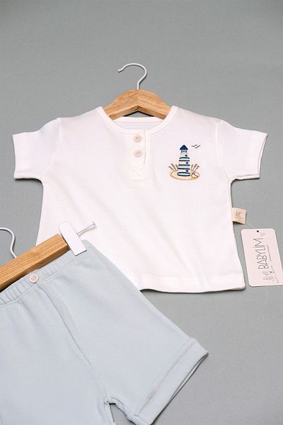BABYLİM Lighthouse Embroidered Baby Boy Shorts Set