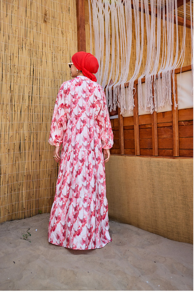 LOCCO Women's Brush Pattern Dress Red