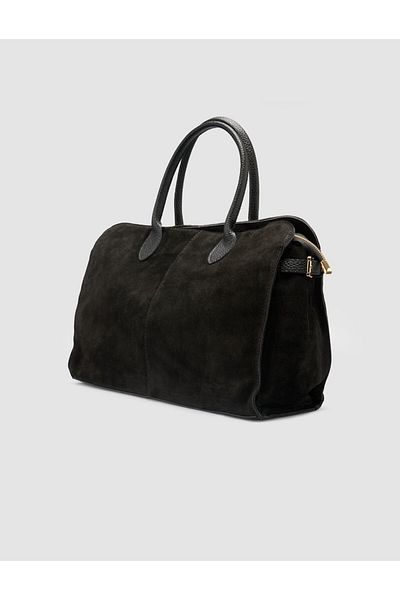 Cabani 100% Genuine Leather Black Suede Women's Handbag