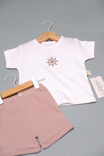 BABYLİM Rudder Embroidered Baby Boy Shorts Set