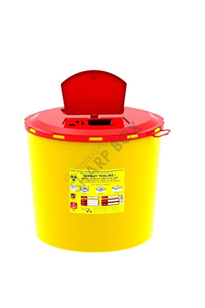 Genel Markalar 10 Adet Sarı Plastik Atık Kutusu, 5 Litre, Kilitli Kapakli, Sağlıklı ve Güvenli Kullanım