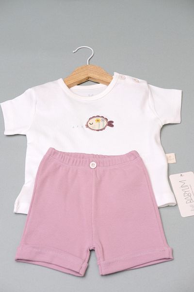 BABYLİM Fish Embroidered T-Shirt and Shorts 2-Piece