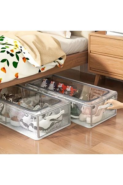 Sertil 1 Piece 45X30X20 Transparent Steel Frame Zippered Storage Box