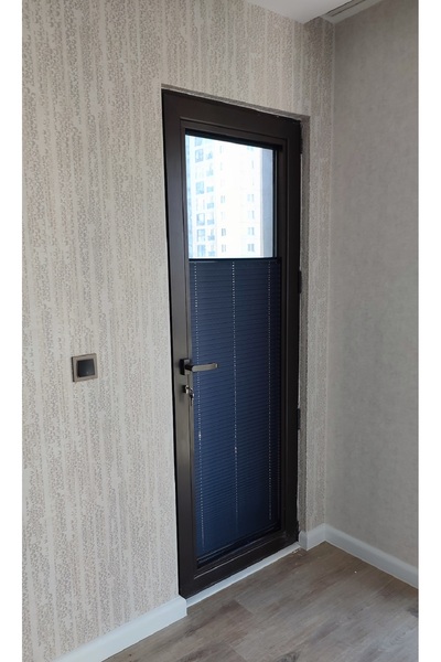 ERİKMANN Cam Balkon Perdesi Yapıştırmalı Plise Perde 102 Gr/m2 Antrasit Profi...