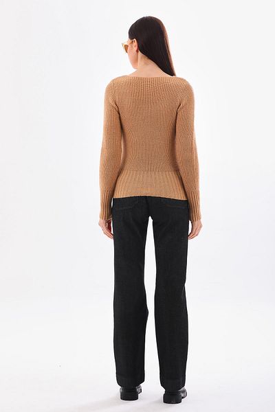 Barbara Baileys Beige Thessaloniki Knitted Square Collar Women's Sweater