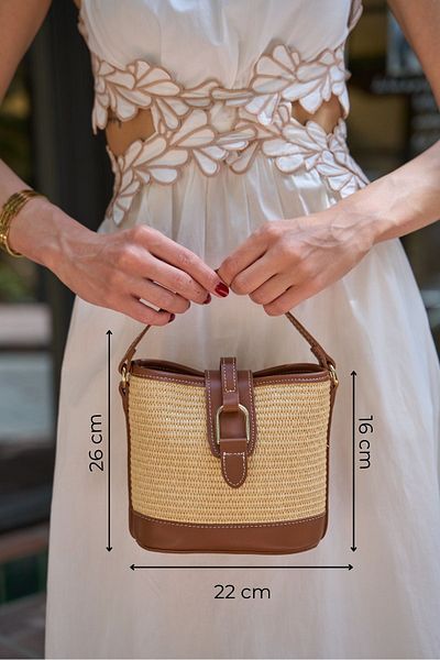Madamra Taba Wicker Damen-Hand- und Umhängetasche mit modernem Design und Schnalle
