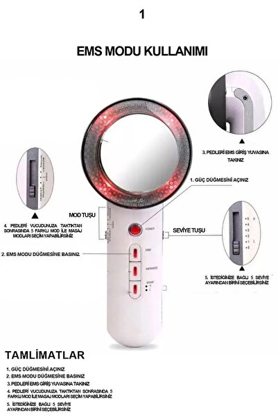 MİLAND 3 In 1 Ems Ultrasonik Kavitasyon Cihazı Elektrikli Vücut Masajı Kızılö...
