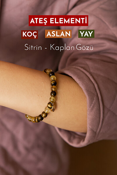 Orenda Design Sitrin Kaplan Gözü Fatma Ananın Eli Doğal Taş Bileklik – Bereket-şans-güç-nazar Koruma