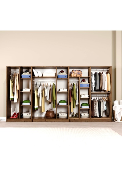 midoser Kardelen Serisi Atlantik Çam 9 Kapaklı 14 Raflı 340 Cm Elbise Dolabı ...