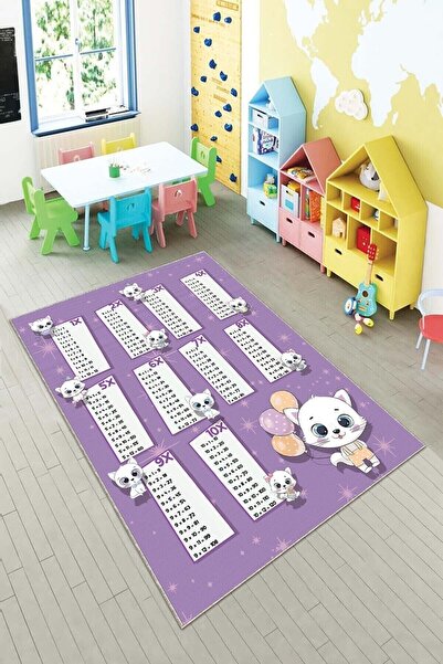 on the clouds Mor Çarpım Tablolu Eğitici Yıkanabilir Kaymaz Taban Leke Tutmaz...