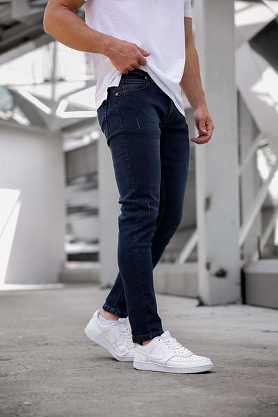 Newtime Ανδρικό καφέ τσιμπημένο Slim Fit Slim Fit Lycra Stretchy Jean Denim παντελόνι με καρφιά