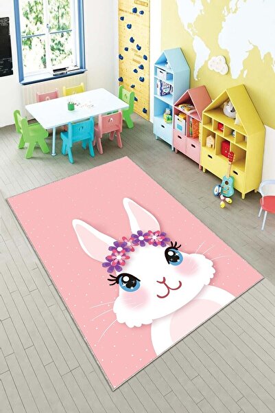 on the clouds Pembe Tavşan Desenli Yıkanabilir Kaymaz Taban Leke Tutmazbebek ...