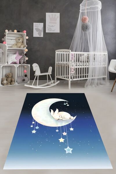 on the clouds Gece Ayda Uyuyan Tavşan Yıkanabilir Kaymaz Taban Leke Tutmaz Ço...