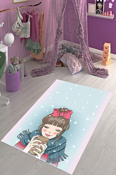 on the clouds Modern Dijital Baskılı Kaymaztaban Yıkanabilir Genç Kız Odası H...