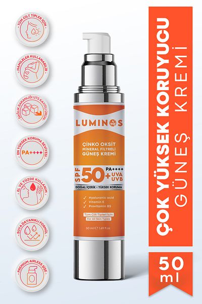 Natural Luminos Spf 50 Natural Sunscreen - 50ml (Anti-Blemish Retinol Serum Gift)