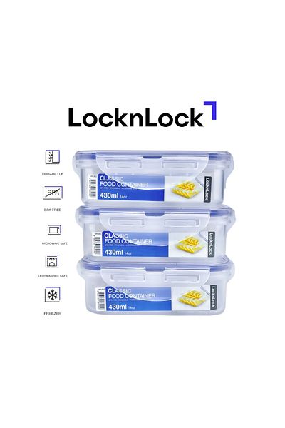 locknlock 430ml Square  Airtight Food Storage PACK OF 3