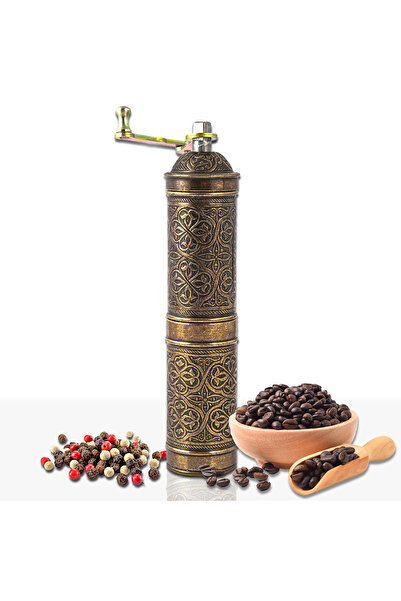 Glios مطحنة يدوية للفلفل الأسود والقهوة والشمر والخشخاش من الزاماك العتيق مقاس 22 سم