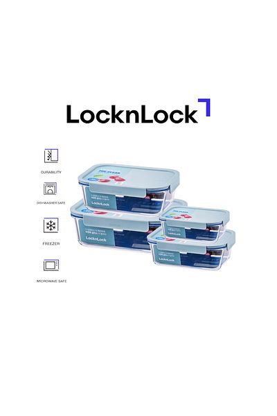 locknlock The Clear Glass Rectangular Mint Pack – 160ml, 380ml, 630ml & 1L