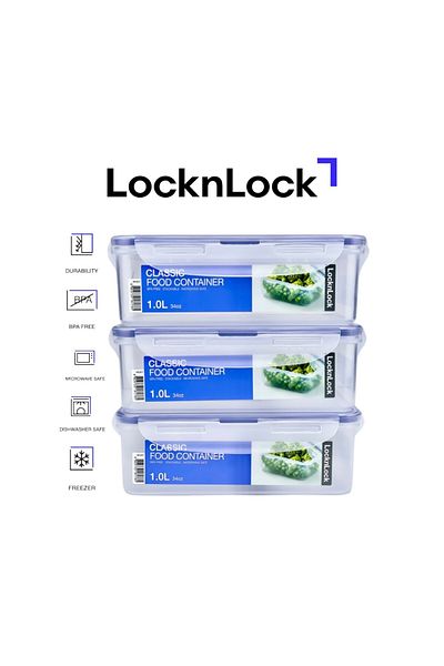 locknlock 1L Rectangle  Airtight Food Storage PACK OF 3