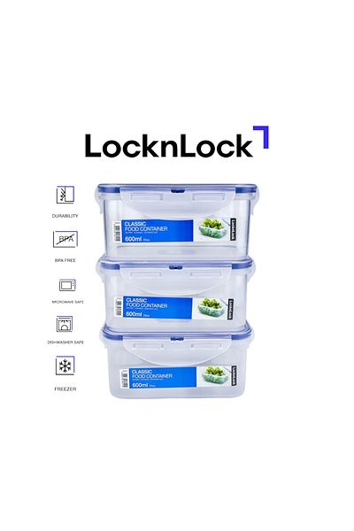 locknlock 600ml Rectangle  Airtight Food Storage PACK OF 3