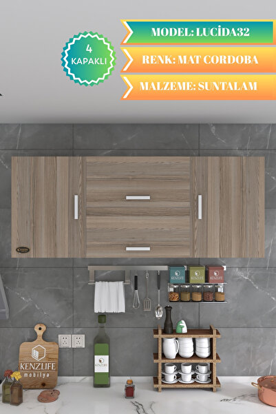 Kenzlife Hazır Mutfak Lucida32 Crd 060*150*32 Mutfak Banyo Dolabı Kapaklı Raflı